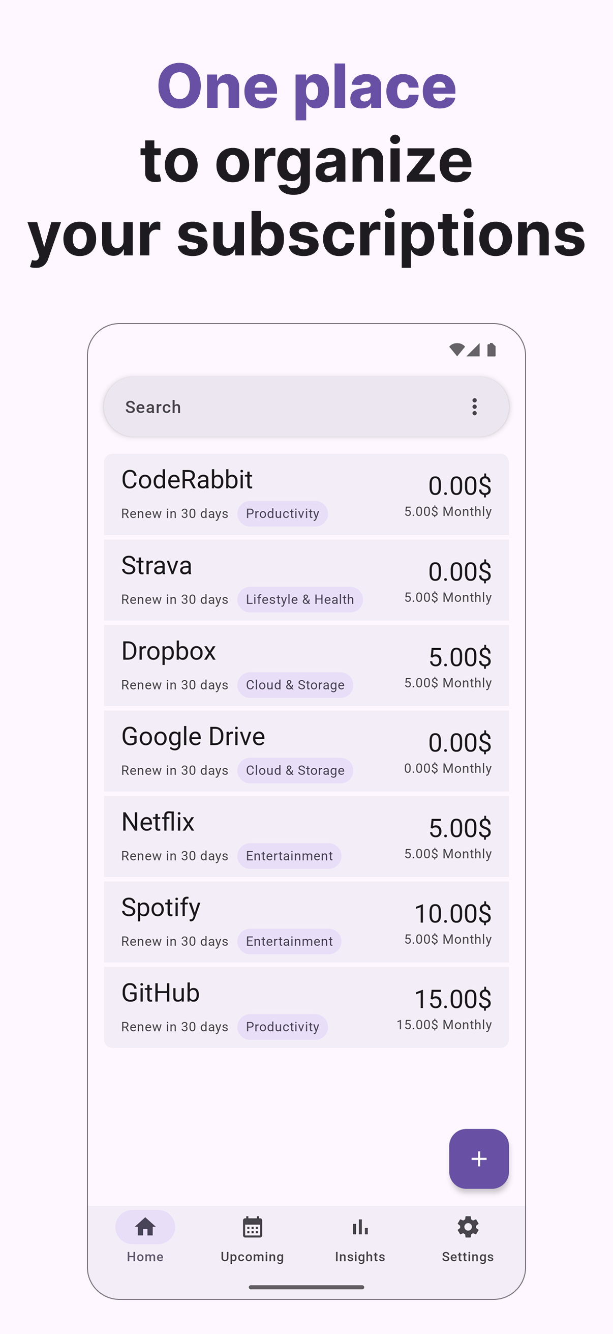 Penny subscription manager - Screenshot 1